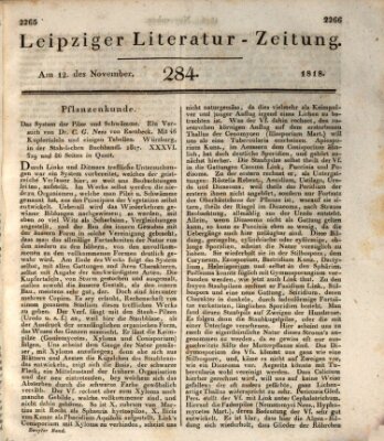 Leipziger Literaturzeitung Donnerstag 12. November 1818