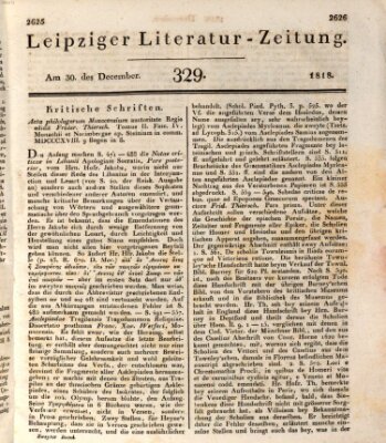 Leipziger Literaturzeitung Mittwoch 30. Dezember 1818