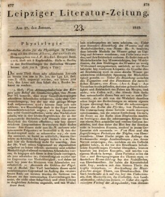 Leipziger Literaturzeitung Mittwoch 27. Januar 1819