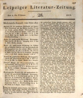 Leipziger Literaturzeitung Dienstag 2. Februar 1819