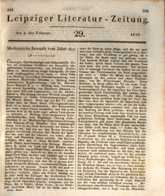 Leipziger Literaturzeitung Mittwoch 3. Februar 1819