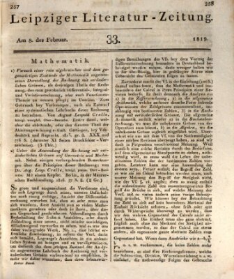 Leipziger Literaturzeitung Montag 8. Februar 1819