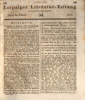Leipziger Literaturzeitung Dienstag 9. Februar 1819