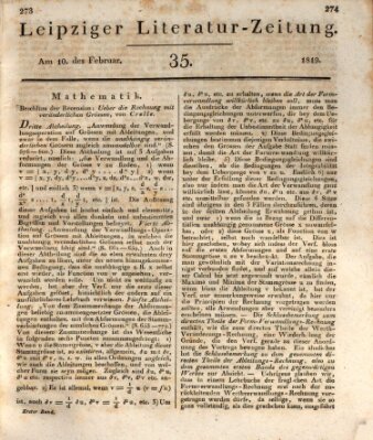 Leipziger Literaturzeitung Mittwoch 10. Februar 1819