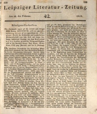 Leipziger Literaturzeitung Donnerstag 18. Februar 1819