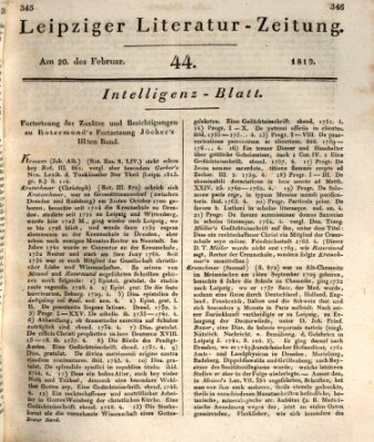 Leipziger Literaturzeitung Samstag 20. Februar 1819