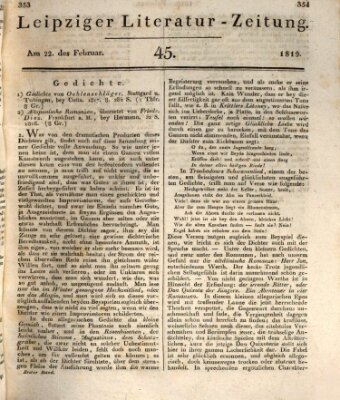 Leipziger Literaturzeitung Montag 22. Februar 1819