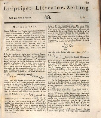 Leipziger Literaturzeitung Donnerstag 25. Februar 1819