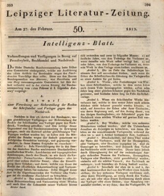 Leipziger Literaturzeitung Samstag 27. Februar 1819