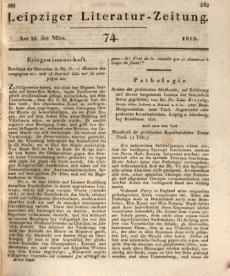 Leipziger Literaturzeitung Freitag 26. März 1819