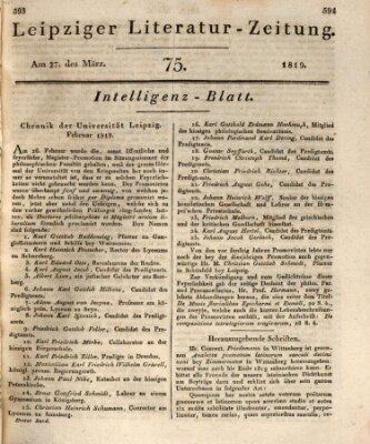 Leipziger Literaturzeitung Samstag 27. März 1819