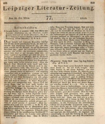Leipziger Literaturzeitung Dienstag 30. März 1819
