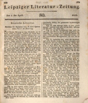 Leipziger Literaturzeitung Freitag 2. April 1819