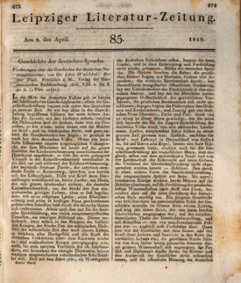 Leipziger Literaturzeitung Donnerstag 8. April 1819