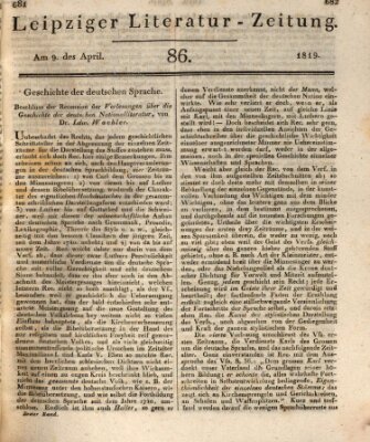 Leipziger Literaturzeitung Freitag 9. April 1819