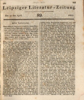 Leipziger Literaturzeitung Montag 12. April 1819