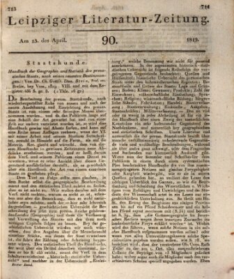 Leipziger Literaturzeitung Dienstag 13. April 1819