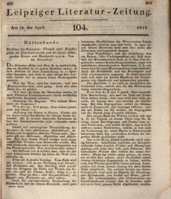 Leipziger Literaturzeitung Mittwoch 28. April 1819