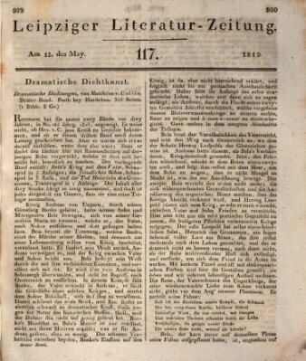 Leipziger Literaturzeitung Mittwoch 12. Mai 1819