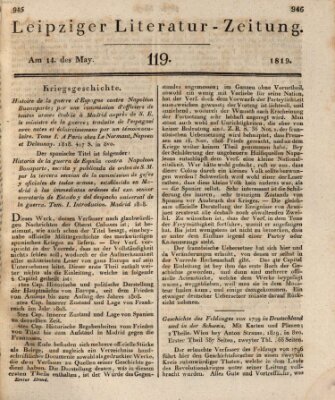 Leipziger Literaturzeitung Freitag 14. Mai 1819