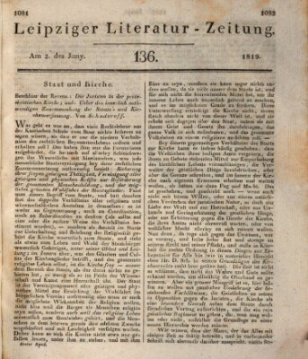 Leipziger Literaturzeitung Mittwoch 2. Juni 1819