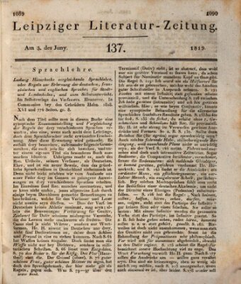 Leipziger Literaturzeitung Donnerstag 3. Juni 1819