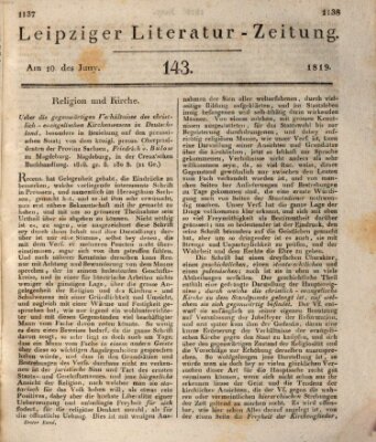 Leipziger Literaturzeitung Donnerstag 10. Juni 1819