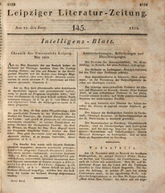 Leipziger Literaturzeitung Samstag 12. Juni 1819