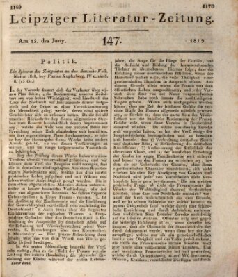 Leipziger Literaturzeitung Dienstag 15. Juni 1819