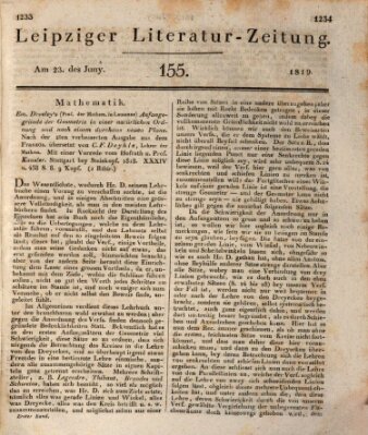 Leipziger Literaturzeitung Mittwoch 23. Juni 1819