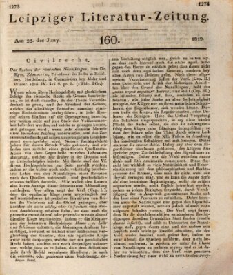 Leipziger Literaturzeitung Montag 28. Juni 1819