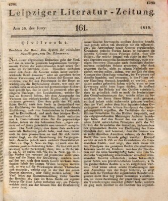 Leipziger Literaturzeitung Dienstag 29. Juni 1819