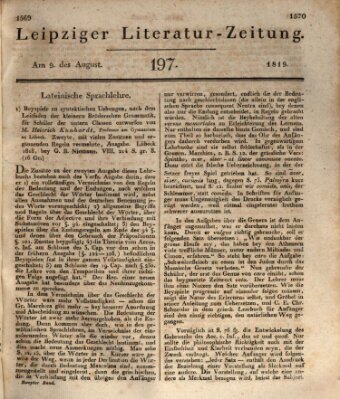 Leipziger Literaturzeitung Montag 9. August 1819