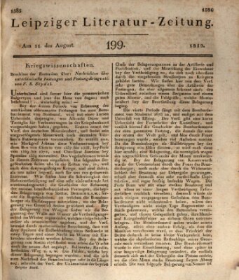 Leipziger Literaturzeitung Mittwoch 11. August 1819