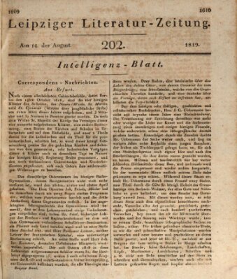 Leipziger Literaturzeitung Samstag 14. August 1819