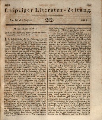 Leipziger Literaturzeitung Donnerstag 26. August 1819