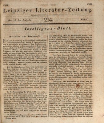 Leipziger Literaturzeitung Samstag 28. August 1819