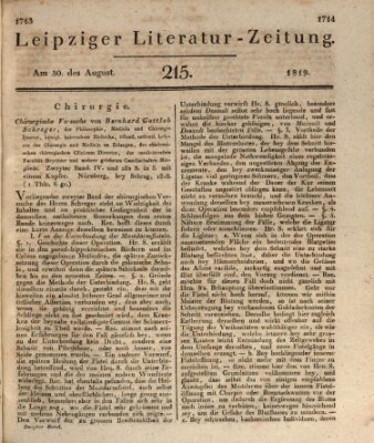 Leipziger Literaturzeitung Montag 30. August 1819