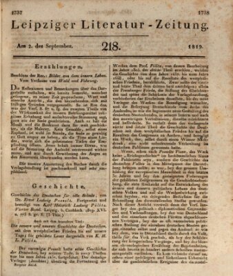 Leipziger Literaturzeitung Donnerstag 2. September 1819