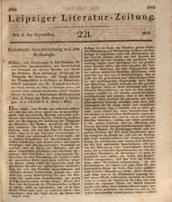 Leipziger Literaturzeitung Montag 6. September 1819