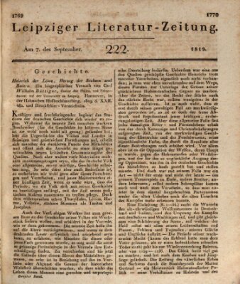 Leipziger Literaturzeitung Dienstag 7. September 1819