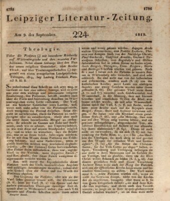 Leipziger Literaturzeitung Donnerstag 9. September 1819