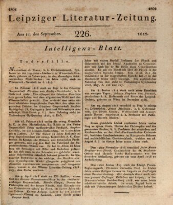 Leipziger Literaturzeitung Samstag 11. September 1819