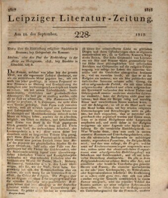 Leipziger Literaturzeitung Dienstag 14. September 1819