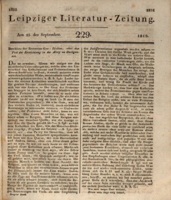 Leipziger Literaturzeitung Mittwoch 15. September 1819