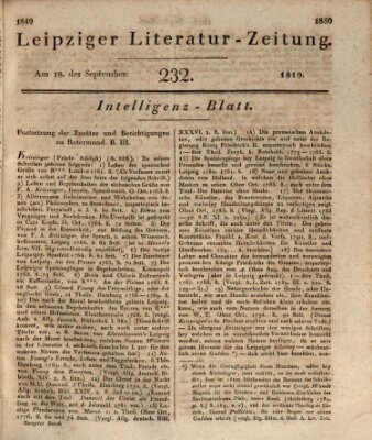 Leipziger Literaturzeitung Samstag 18. September 1819