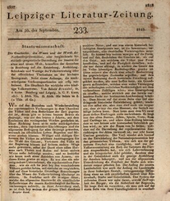 Leipziger Literaturzeitung Montag 20. September 1819