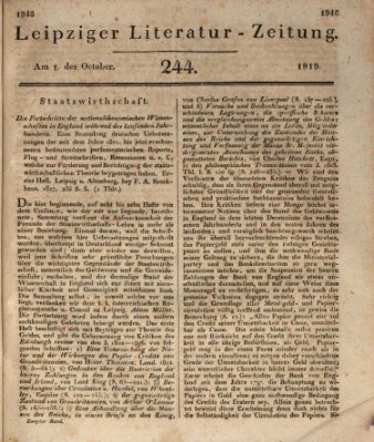 Leipziger Literaturzeitung Freitag 1. Oktober 1819