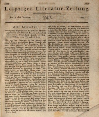 Leipziger Literaturzeitung Montag 4. Oktober 1819