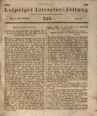 Leipziger Literaturzeitung Mittwoch 6. Oktober 1819